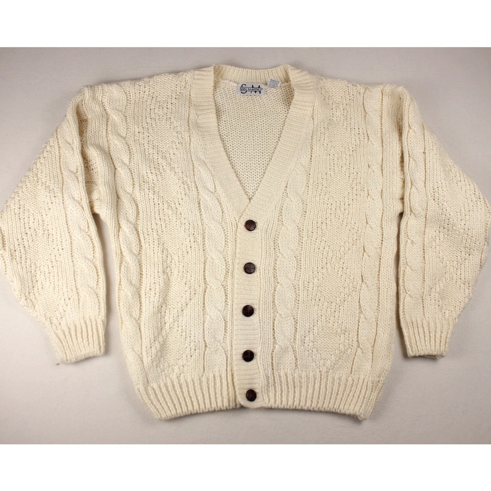 San Marino Fisherman Cable Knit Cardigan XL Coastal Cabin Core